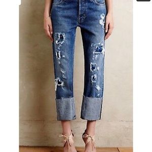 MiH Phoebe Wide Leg Jeans Distressed